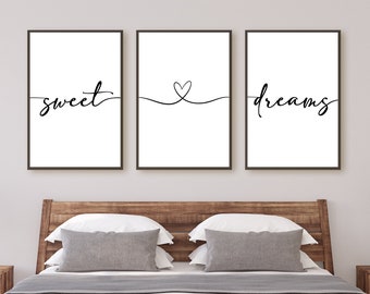 Poster Set Sweet Dreams | Zuhause | Home | Schlafzimmer | Kunstdruck | Liebe | Digitaldruck | Bett | Typografie | Schlafen