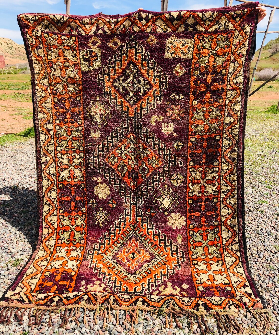 Old Boujaad Rug Area Rug 5x7 Moroccan Berber Rug Old Etsy
