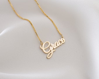14k Massive Gold-Namenskette, personalisierte Namenskette, Gold-Namenskette, personalisierter Schmuck, personalisiertes Geschenk, Sommerschmuck