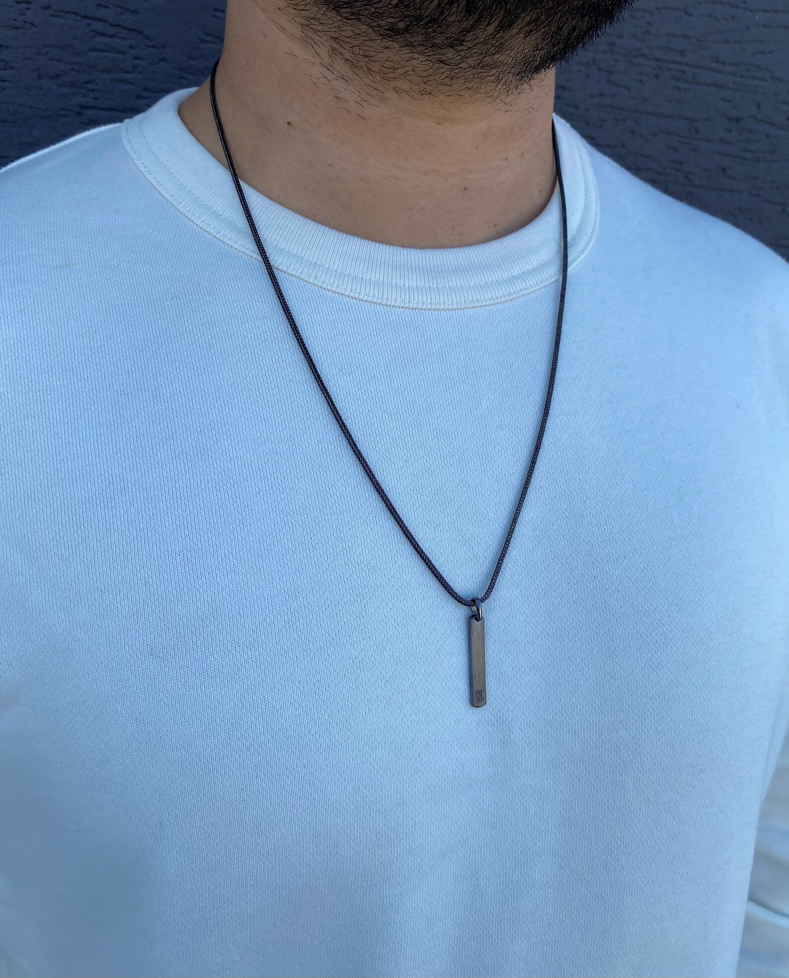 925 Sterling Silver Engraved Custom Necklace for Men Etsy