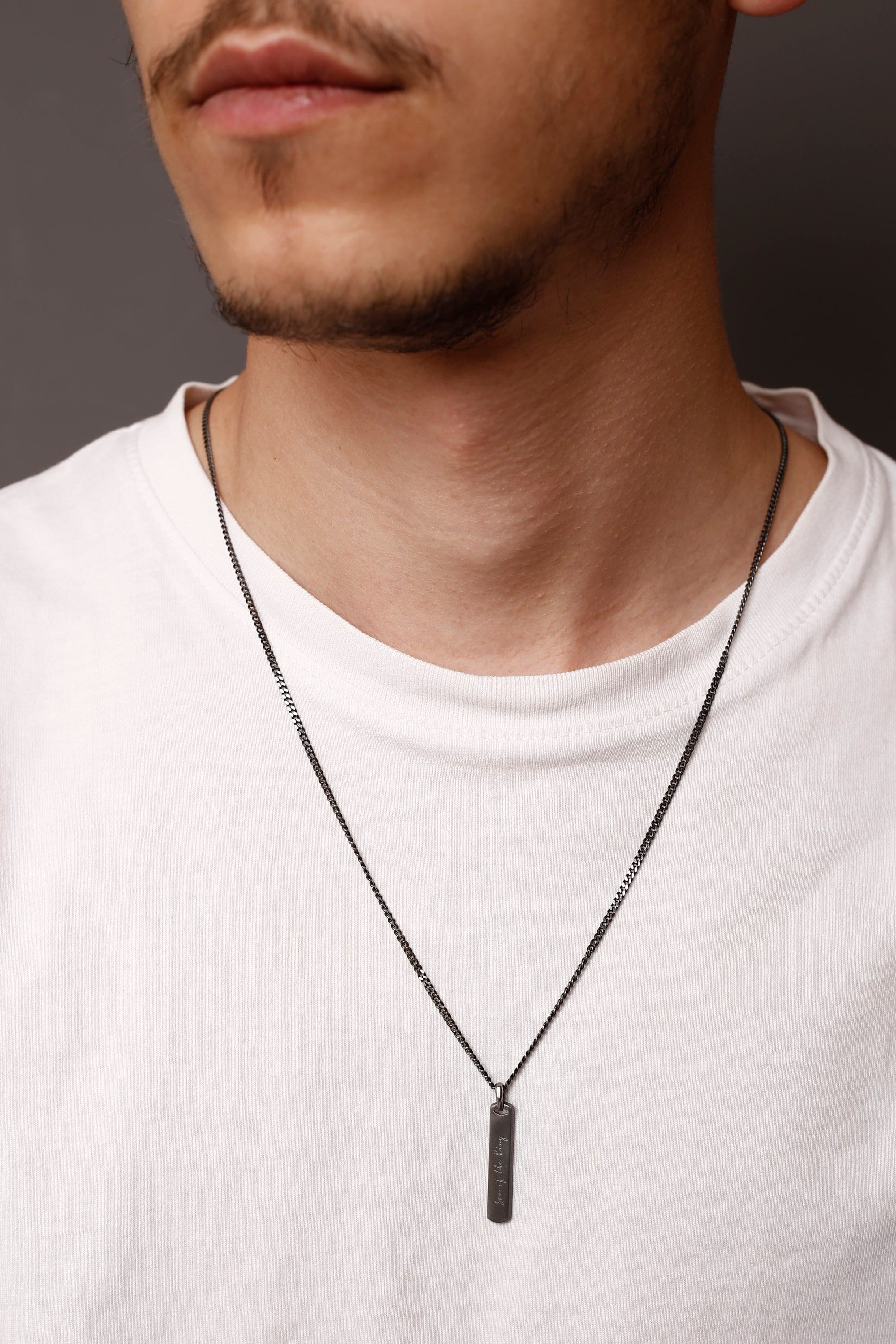 Men Stainless Steel Hollow Geometric Bar Pendant Necklaces with Box  Chain,Casual Gents Neck Collar Jewelry Gift