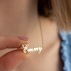 Dainty Name Necklace with Bold Box Chain - Personalized Name Necklace - Personalized Gift - Mother's Day Gift - Mama Necklace from Daughter