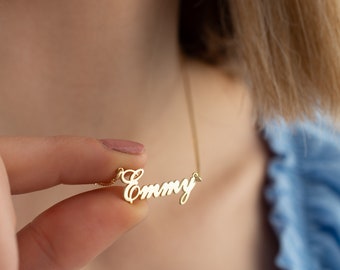 Dainty Name Necklace with Bold Box Chain - Personalized Name Necklace - Personalized Gift - Mother's Day Gift - Mama Necklace from Daughter