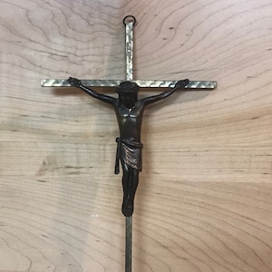 Vintage Brass Crucifix Midcentury Jesus Christ on Cross Contemporary Christian Catholic Religious Wall Decor