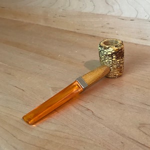 Vintage Corncob Pipe Missouri Meerschaum Golfer with Lustron Stem Wood Shank New Old Stock