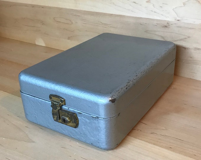 Vintage Steel Index Card File Box Midcentury 1950s Metal Industrial