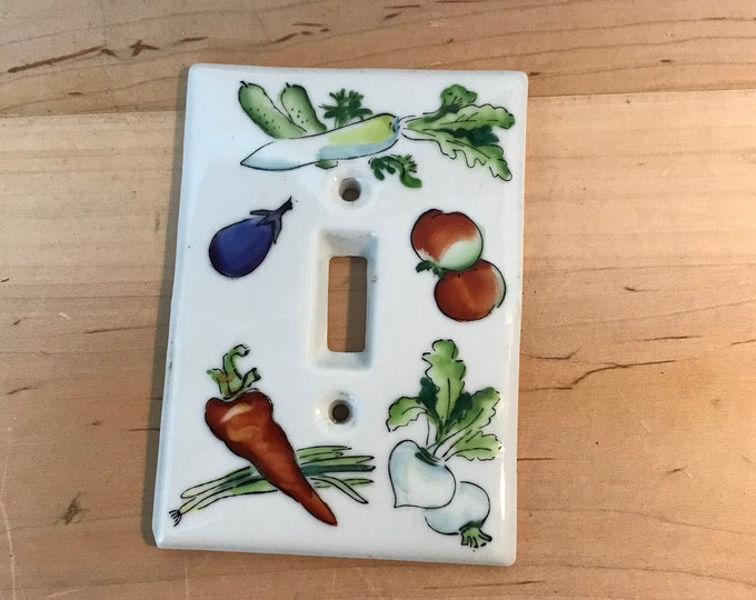 Vintage Porcelain Switch Plate Kitchen Vegetables Salvaged Etsy