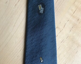 NOS vintage 1960s 50s 60s mid century modern tie purple necktie yellow floral mens 53