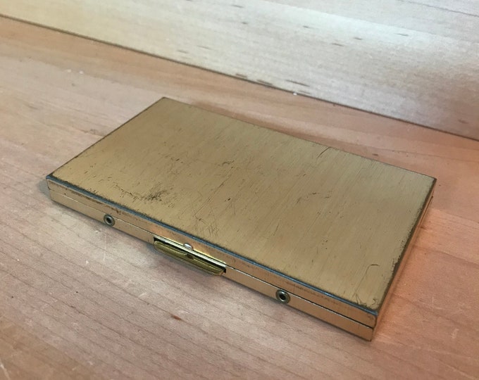 Vintage Brasstone Jewelry Safe Midcentury Lady's Accessory Travel Case