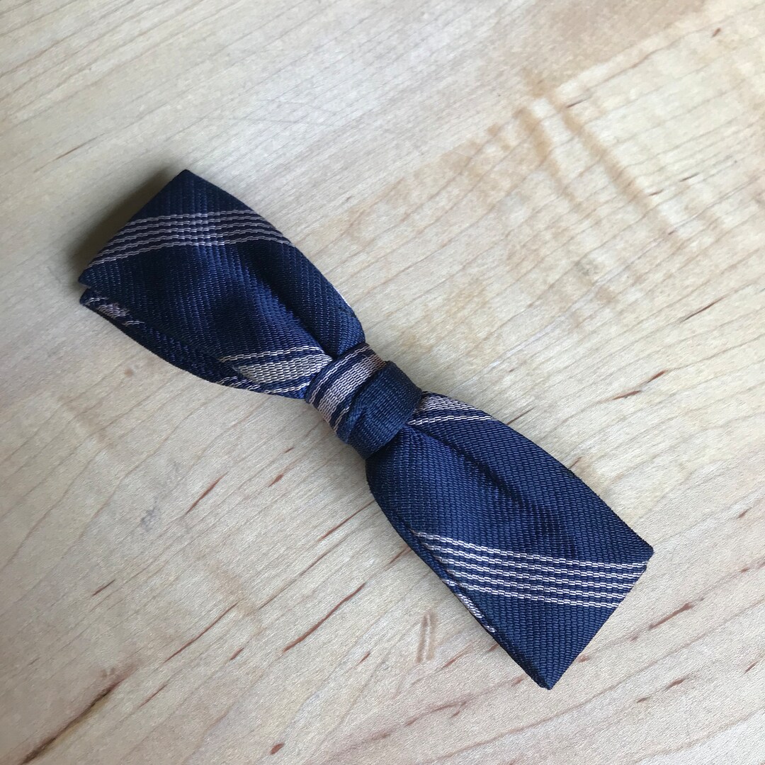 Vintage 1960s Bow Tie Men's Blue Beige Wembley Clipon Etsy