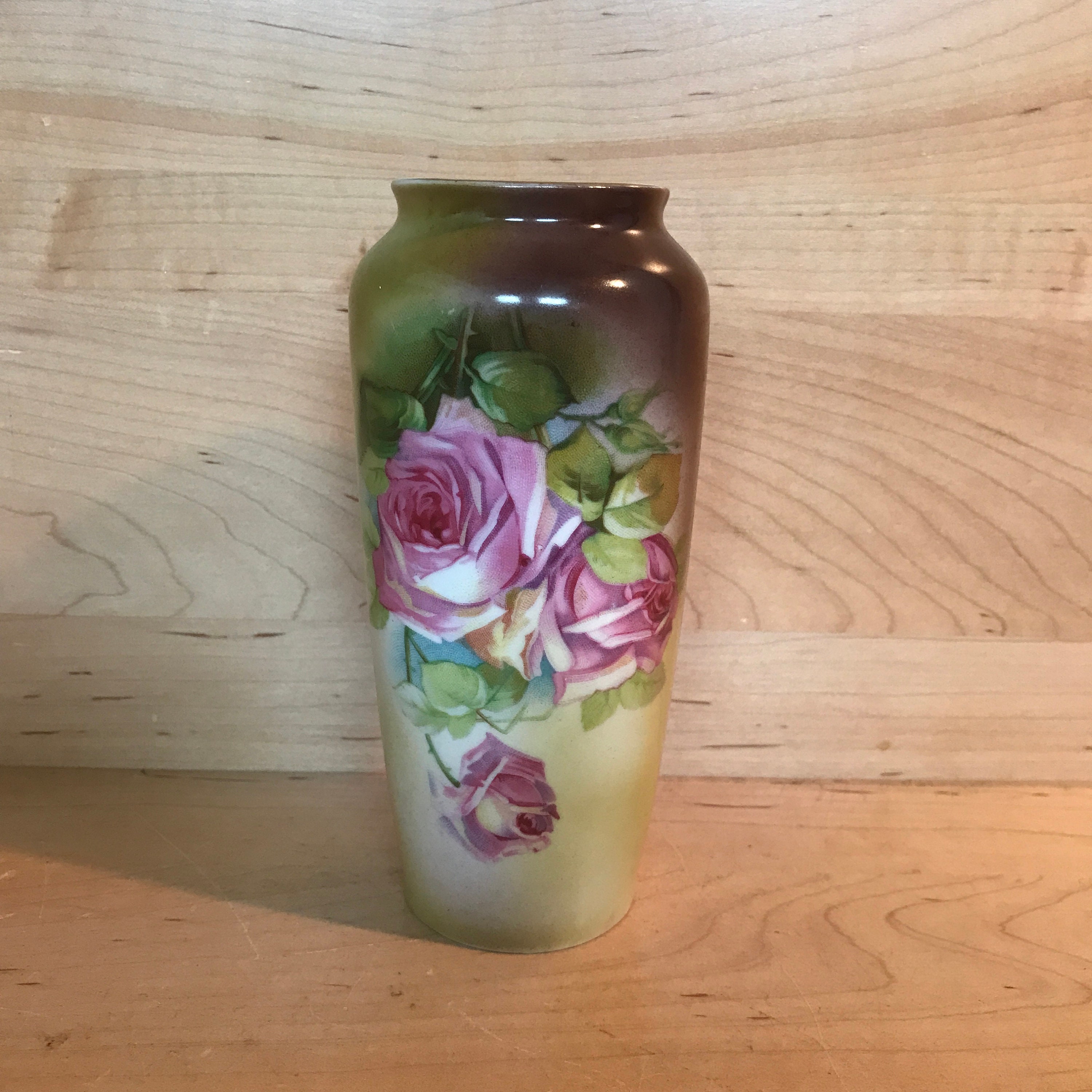 German Porcelain, Roses, Etsy Vase, 