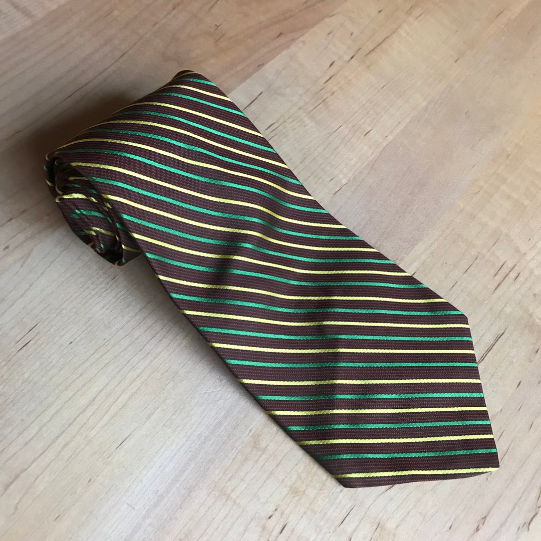 Vintage Super Wide Necktie Green Gold Flamboyant Disco Era Men's Tie Etsy