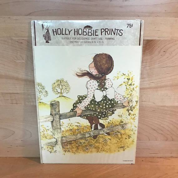 Vintage Holly Hobbie Print Midcentury Decoupage Craft Frameable
