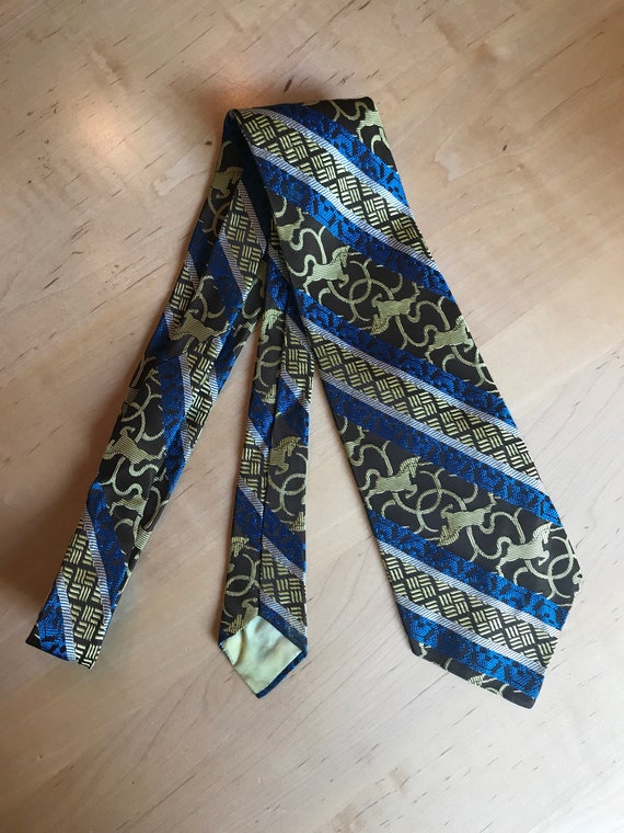 Vintage 1970s Disco Era Wide Necktie Unicorn Mid-… - image 2