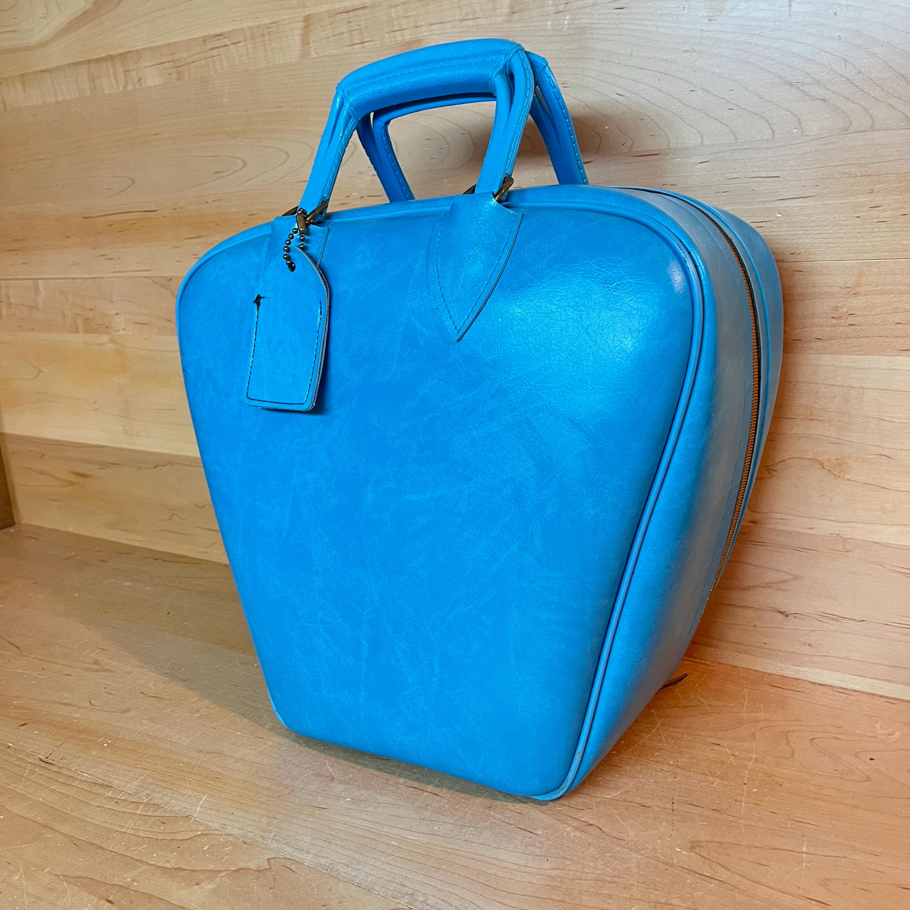 Vintage Bowling Bag 1970s 80s Retro Rockabilly Blue Bowling Ball