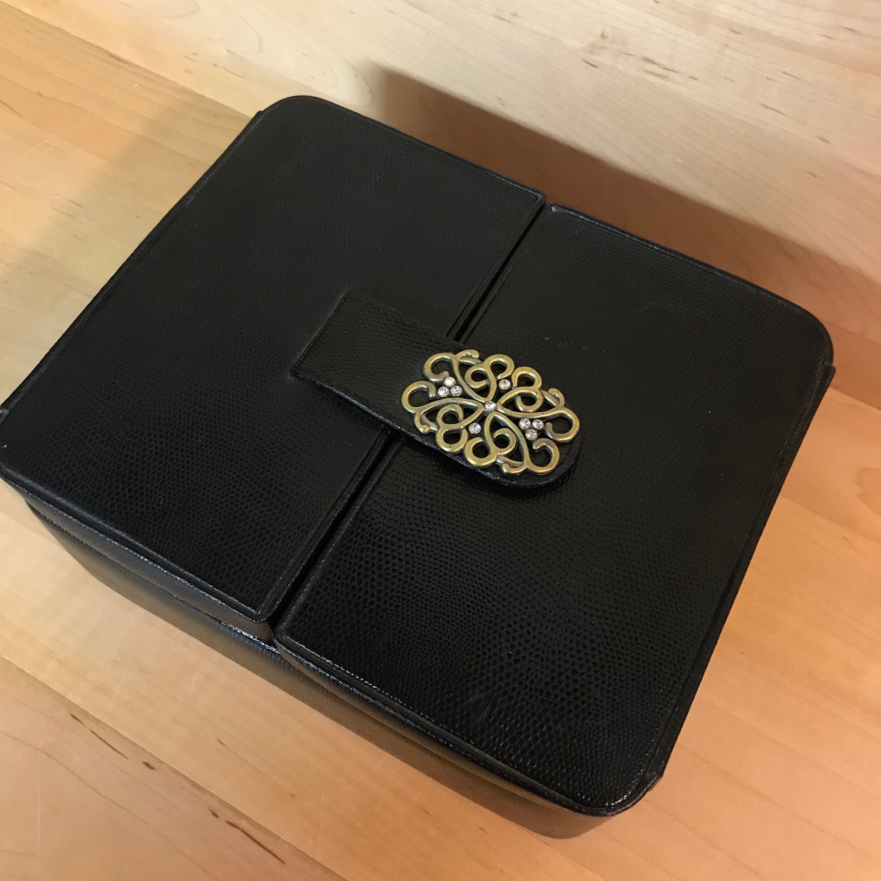 Vintage Black Jewelry Box 1990s Ring Necklace Bracelet Etsy