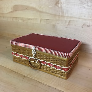 Vintage Sewing Basket Midcentury Woven Crocheting Knitting Craft Caddy