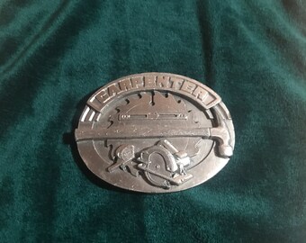 Vintage Siskiyou Pewter Carpenter Belt Buckle: Plate Style, 1991