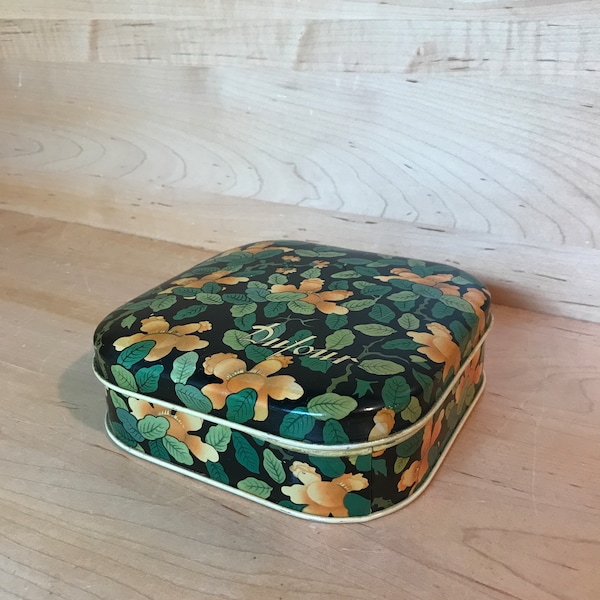 Vintage Decorative Tin Dufour Italian Candy Container Floral Art Nouveau Decor Made in Italy