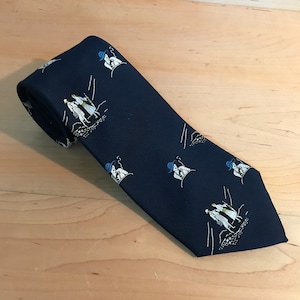 vintage Super Wide Necktie années 1970 Blue Merritt Midcentury Neck Tie