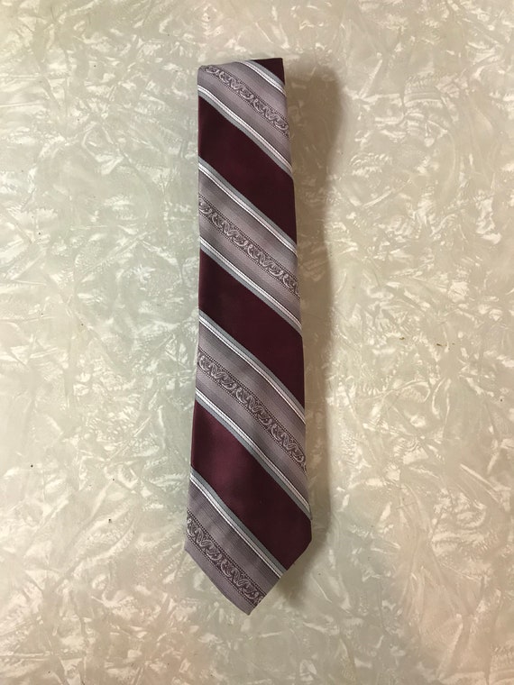 Vintage Don Loper 80s Burgundy Striped Necktie Na… - image 2