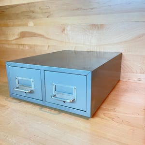 Vintage Kartei File Box Midcentury Doppel 2-Schubladen Notiz Lagerung