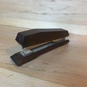 Vintage Faber Castell Stapler Faux Wood Tone Midcentury Office Supplies