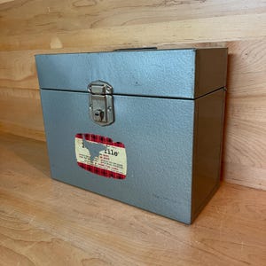 Vintage Metal Document Box Midcentury Silver Gray 1950s Porta-File Portable File Storage Case