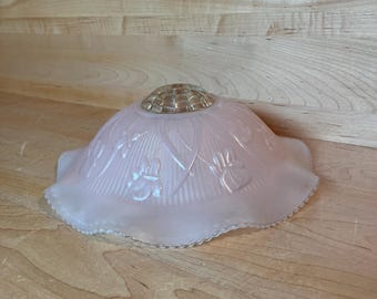 Vintage Light Shade Midcentury Semi-Flush Pink Frosted Glass Ceiling Light Central Post Mount