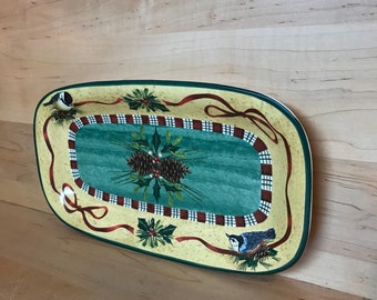 Vintage Hors D'oeuvre Tray Lenox Winter Greetings Everyday Christmas Holiday Home Decor Snack Tidbit Server