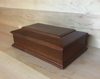 Vintage Wood Jewelry Keepsake Box 1990s Accessory Storage Coffin-Shaped Valet