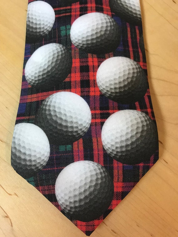 Vintage Ralph Marlin Golf Tie "Plaid Balls" Neckt… - image 4