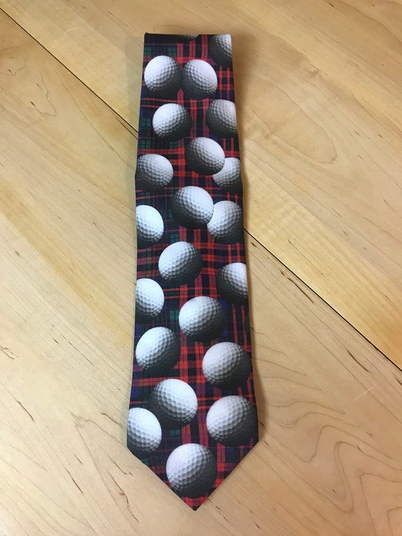 Vintage Ralph Marlin Golf Tie "Plaid Balls" Neckt… - image 3
