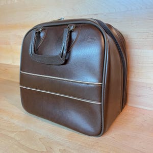 Vintage Colonial Bowling Bag 1970s 80s Retro Rockabilly Brown Gold Bowling Ball Bag