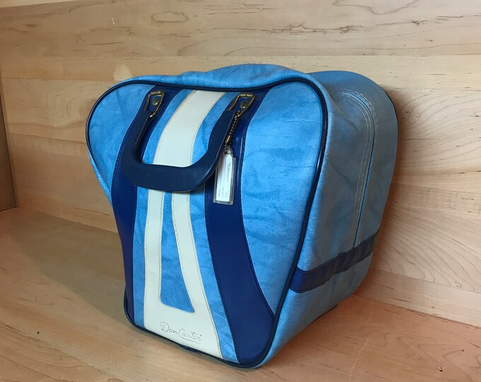 Vintage Bowling Bag 1970s 80s Don Carter Retro Rockabilly Blue White