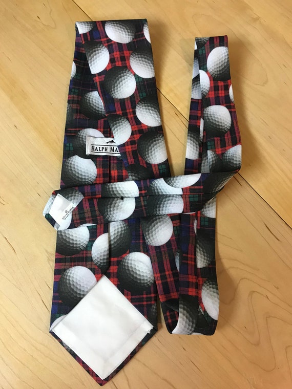 Vintage Ralph Marlin Golf Tie "Plaid Balls" Neckt… - image 5