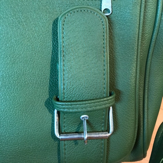 Vintage Flight Bag Midcentury Avocado Green Leath… - image 5