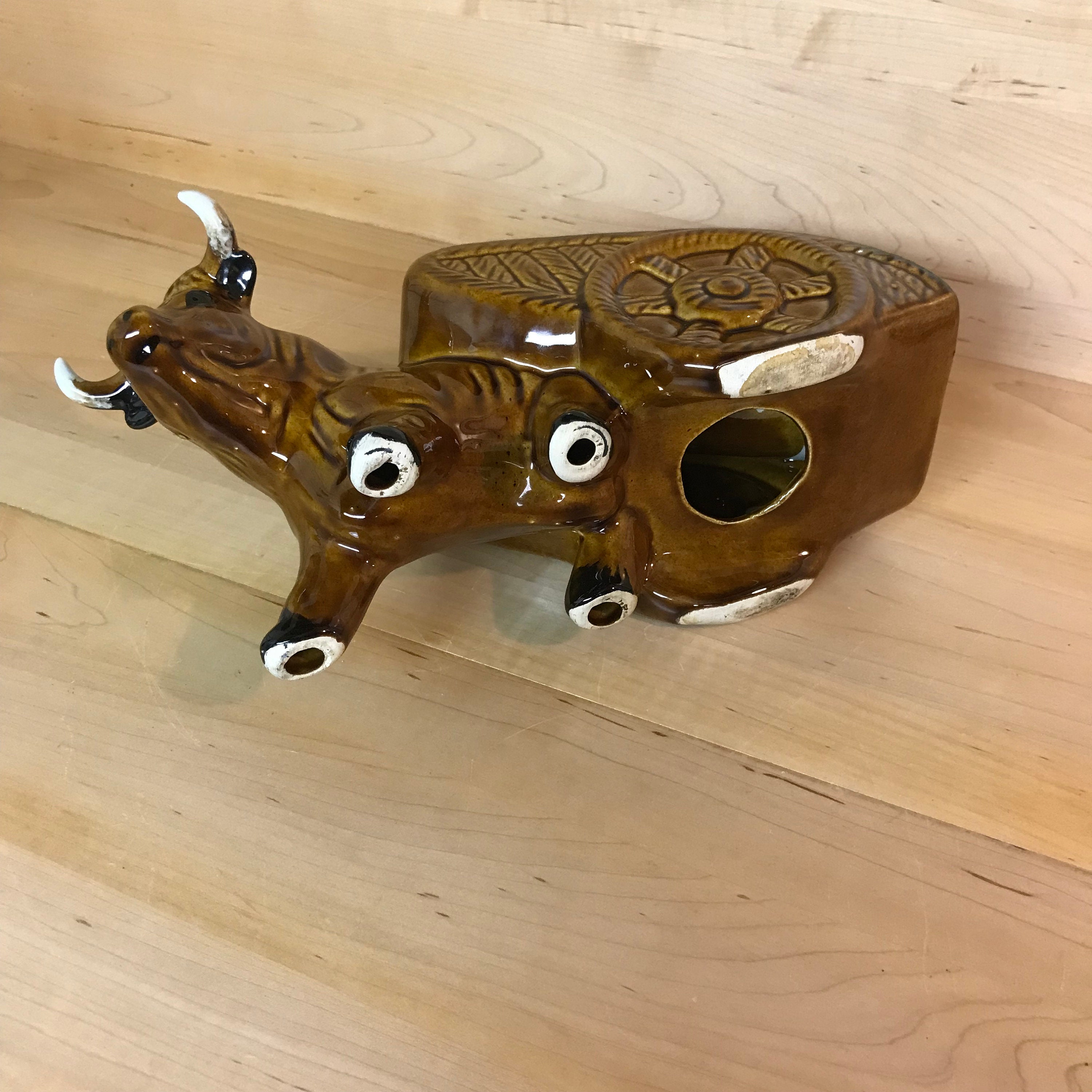 ヴィンテージ ワインボトルホルダー ミッドセンチュリー 磁器 ブル