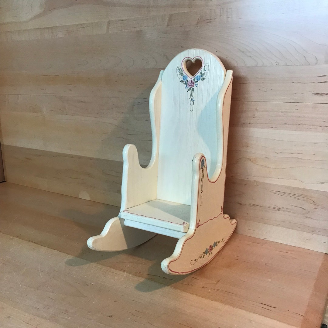 Vintage Miniature Wood Rocking Chair Doll Toy Display Rocker Etsy