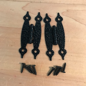 Vintage Hammered Black H-Hinges: Cabinet Drawer Hardware