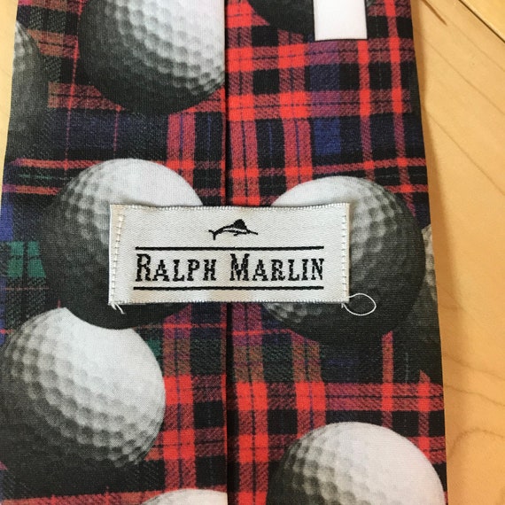 Vintage Ralph Marlin Golf Tie "Plaid Balls" Neckt… - image 6