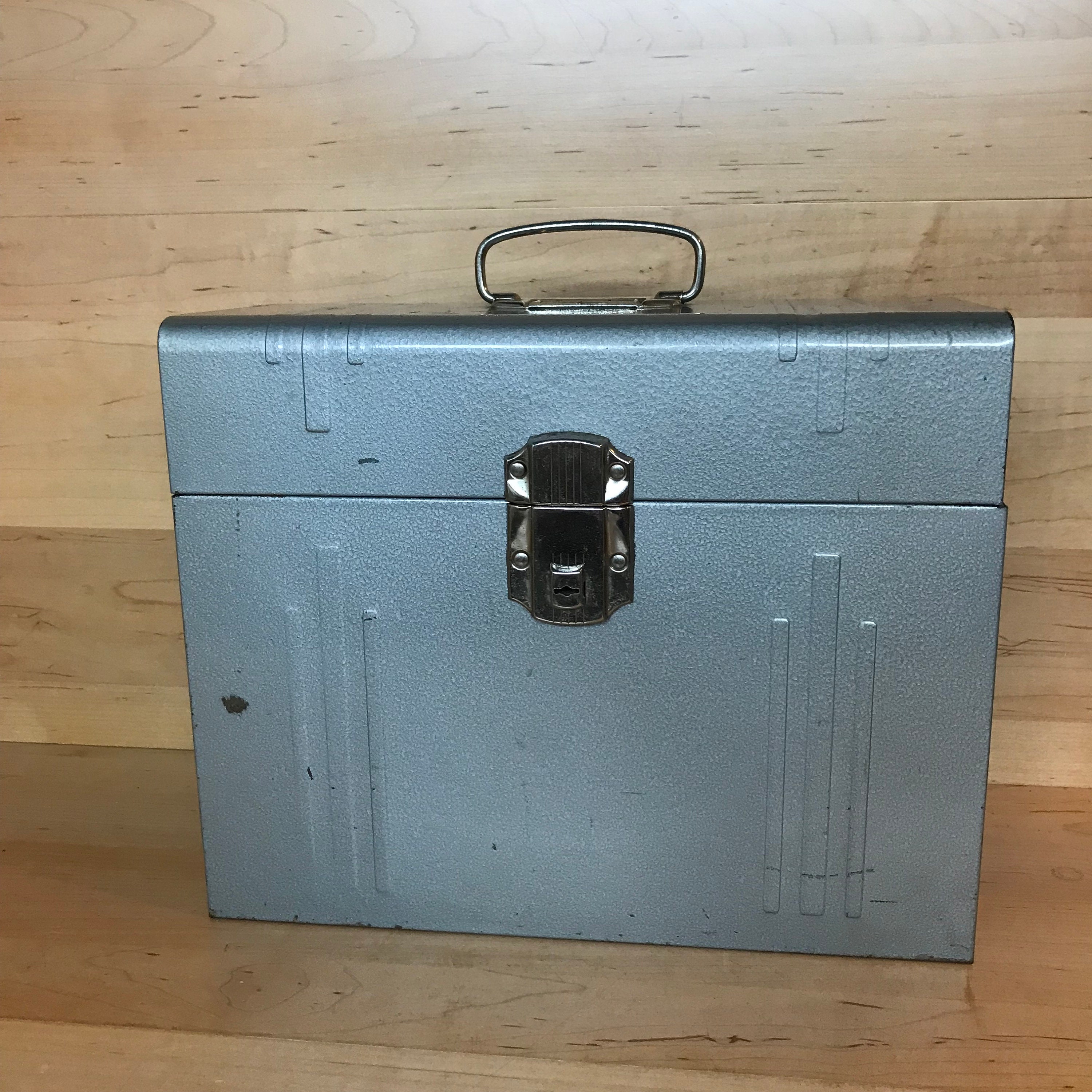 Vintage Gray Metal Document Box With Key Midcentury 1950s Etsy