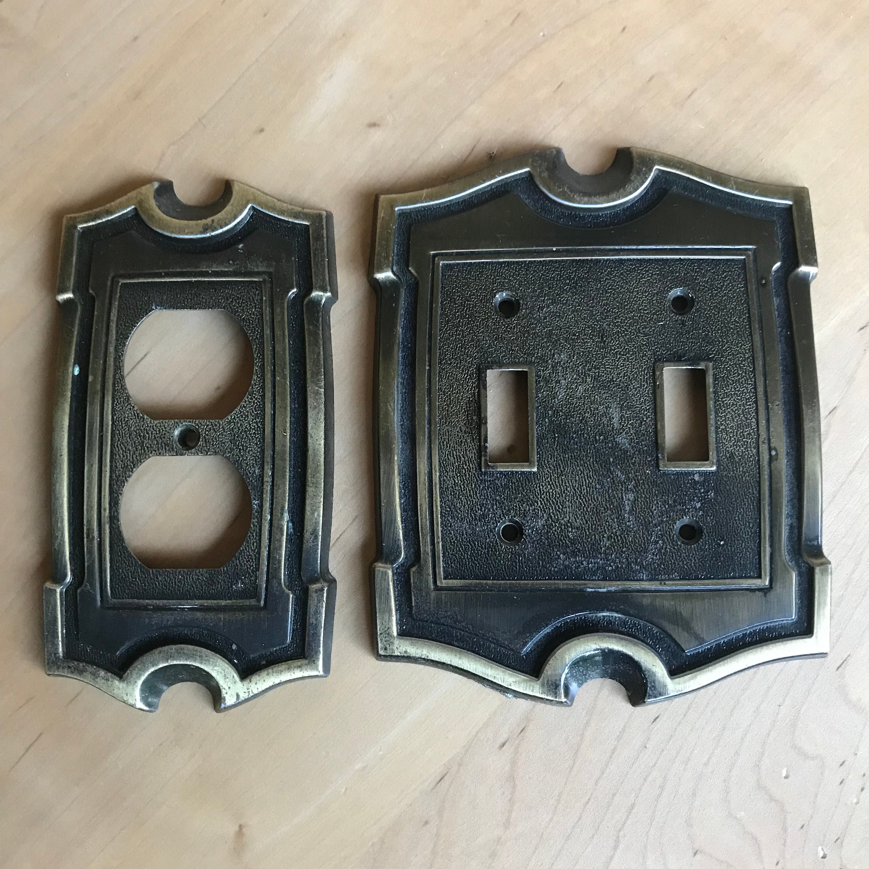 Vintage Midcentury Brass Double Light Switch Plate Cover and Etsy