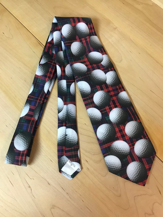 Vintage Ralph Marlin Golf Tie "Plaid Balls" Neckt… - image 2