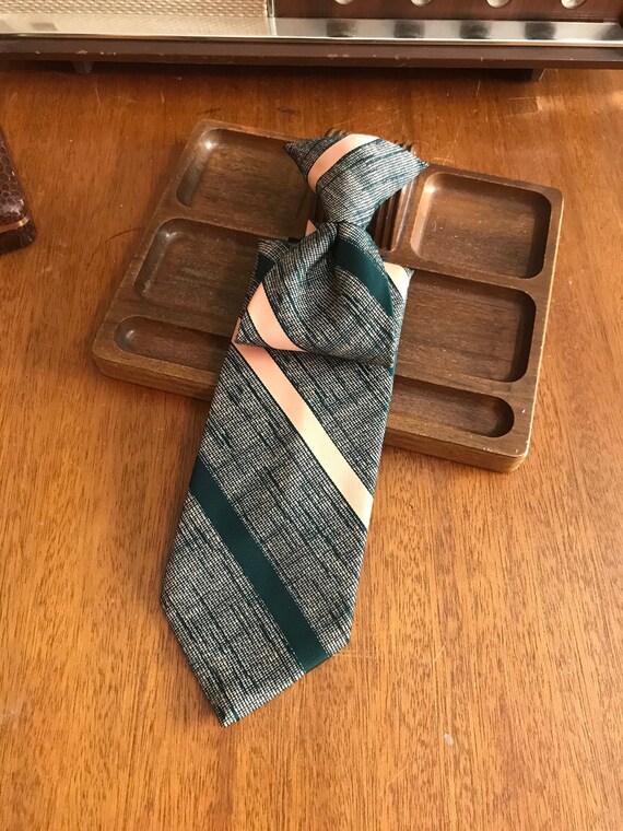 Vintage Super Wide 1970s Clip-on Tie Striped Retr… - image 2