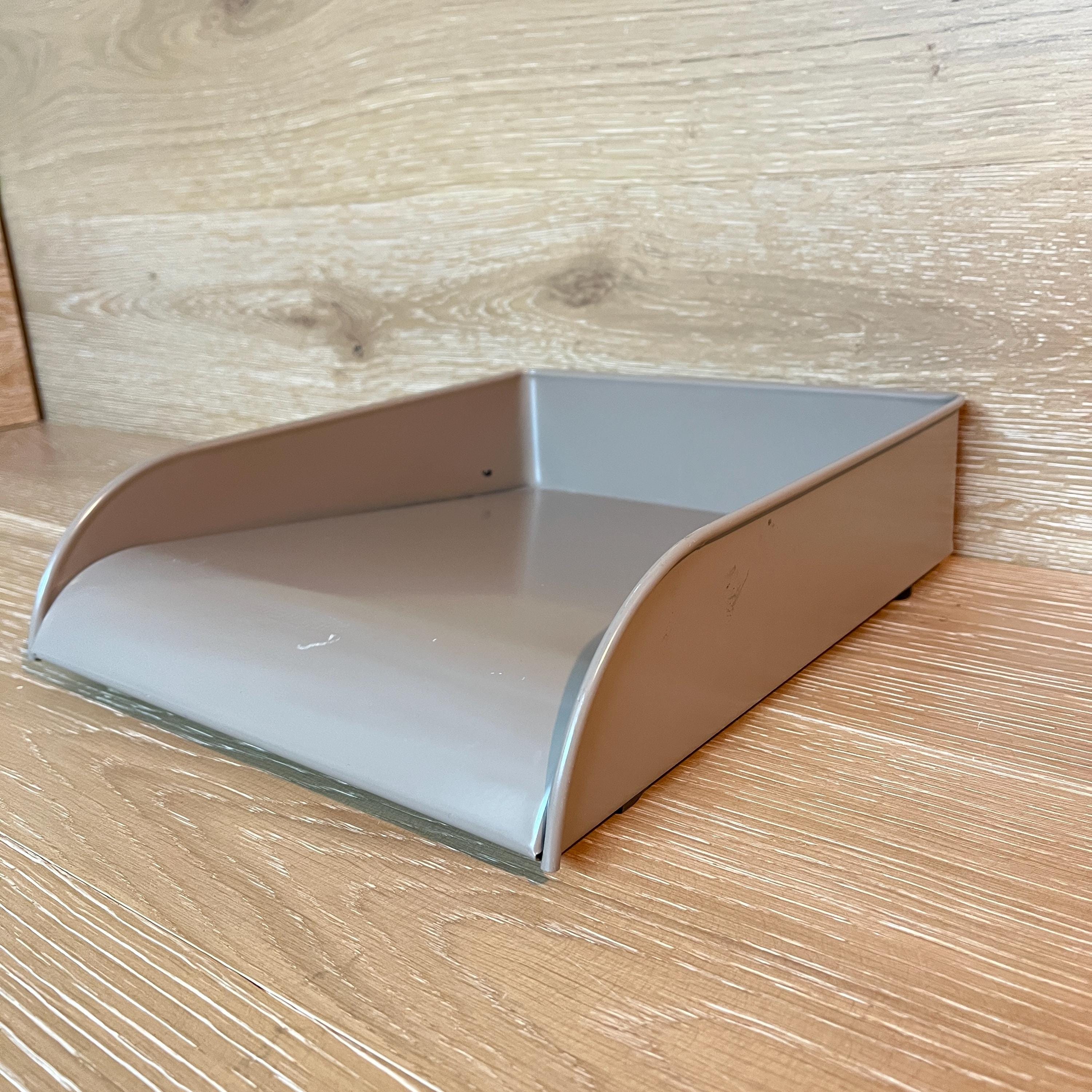 Vintage Steel Paper Tray: Midcentury Office Document In-box Out
