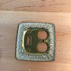 Vintage 1970s Brass Duplex Switch Plate: Midcentury Home Decor