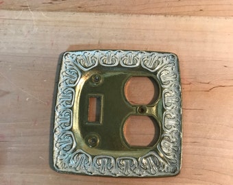 Multiple Vintage 1970s Brass 2-Gang Switch Plate Duplex Combos Midcentury Salvage Home Décor Wall Plate