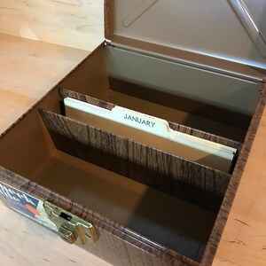 Vintage Metal Check File Box Midcentury Industrial 1960s Wood-look ...