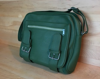 Vintage Flight Bag Midcentury Avocado Green Leather-Look Airways Industries Inc. Luggage Carry-On